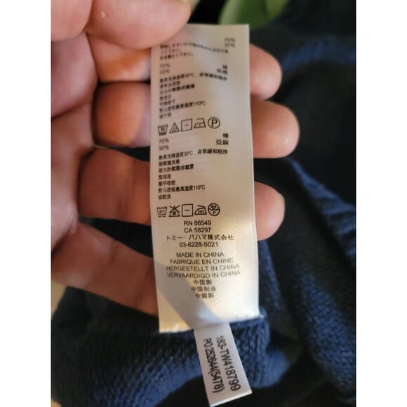 Tommy Bahama Blue Cable Knit Hoodie Sweater Womens S/P Cotton/Linen‎ Blend - Picture 7 of 7